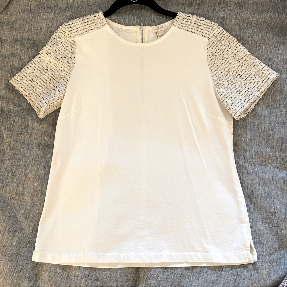 J. Crew tee with woven sleeves